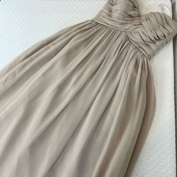 Bill Levkoff Strapless Maxi Dress Gown Prom Bridesmaid Formal Neutral Grey Tan 4 - Picture 7 of 15